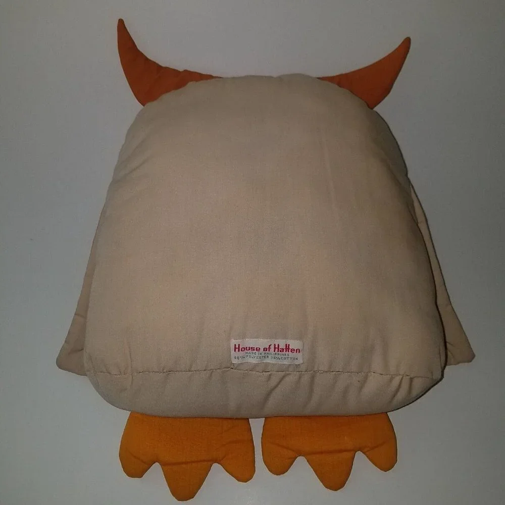 VTG House of Hatten Owl Decorative Pillow Plush 12
